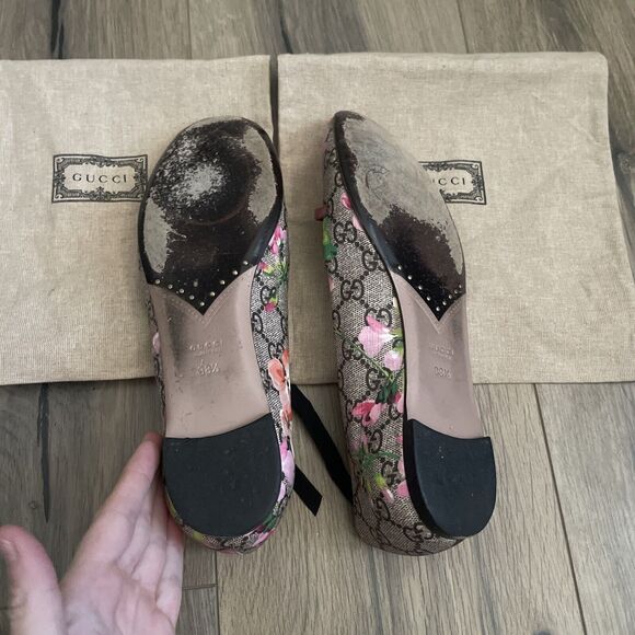 GUCCI GG Supreme Bloom Monogram Ballet Flats Slip On Shoes Size 38.5 - Picture 8 of 8